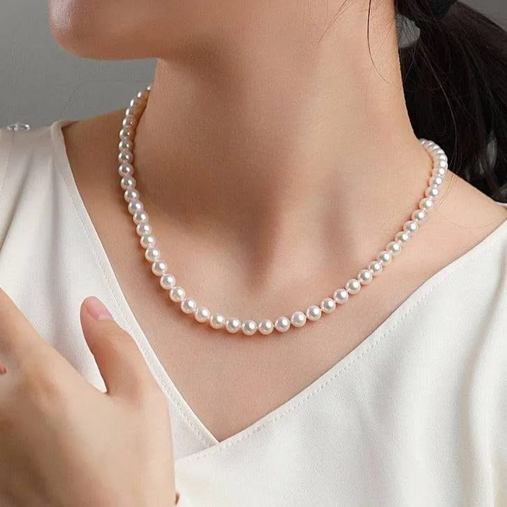 5-6mm White Freshwater Pearl Strand Necklace