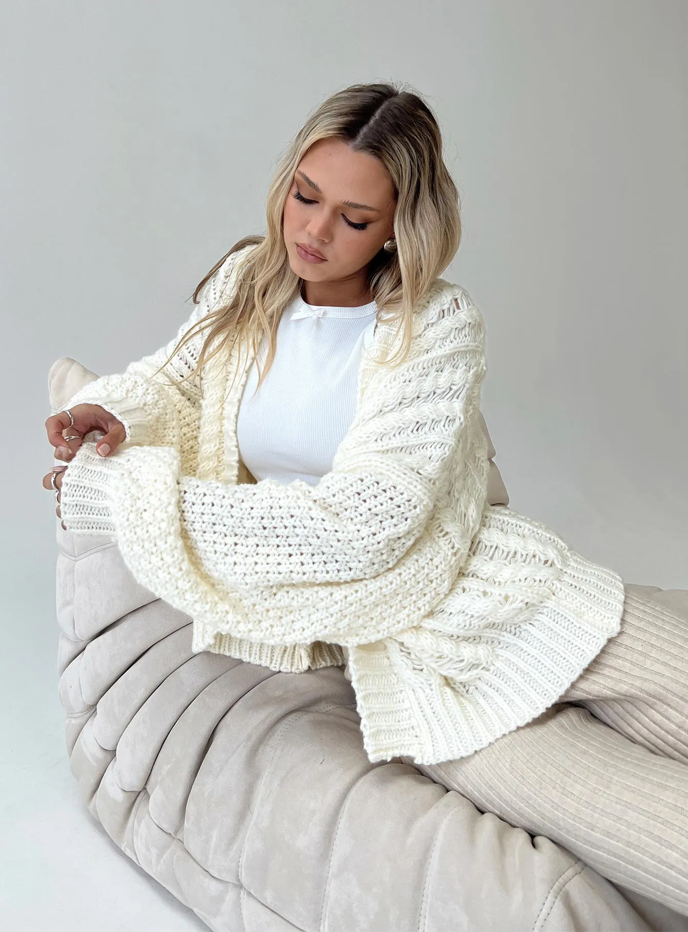 Abner Cable Cardigan Cream