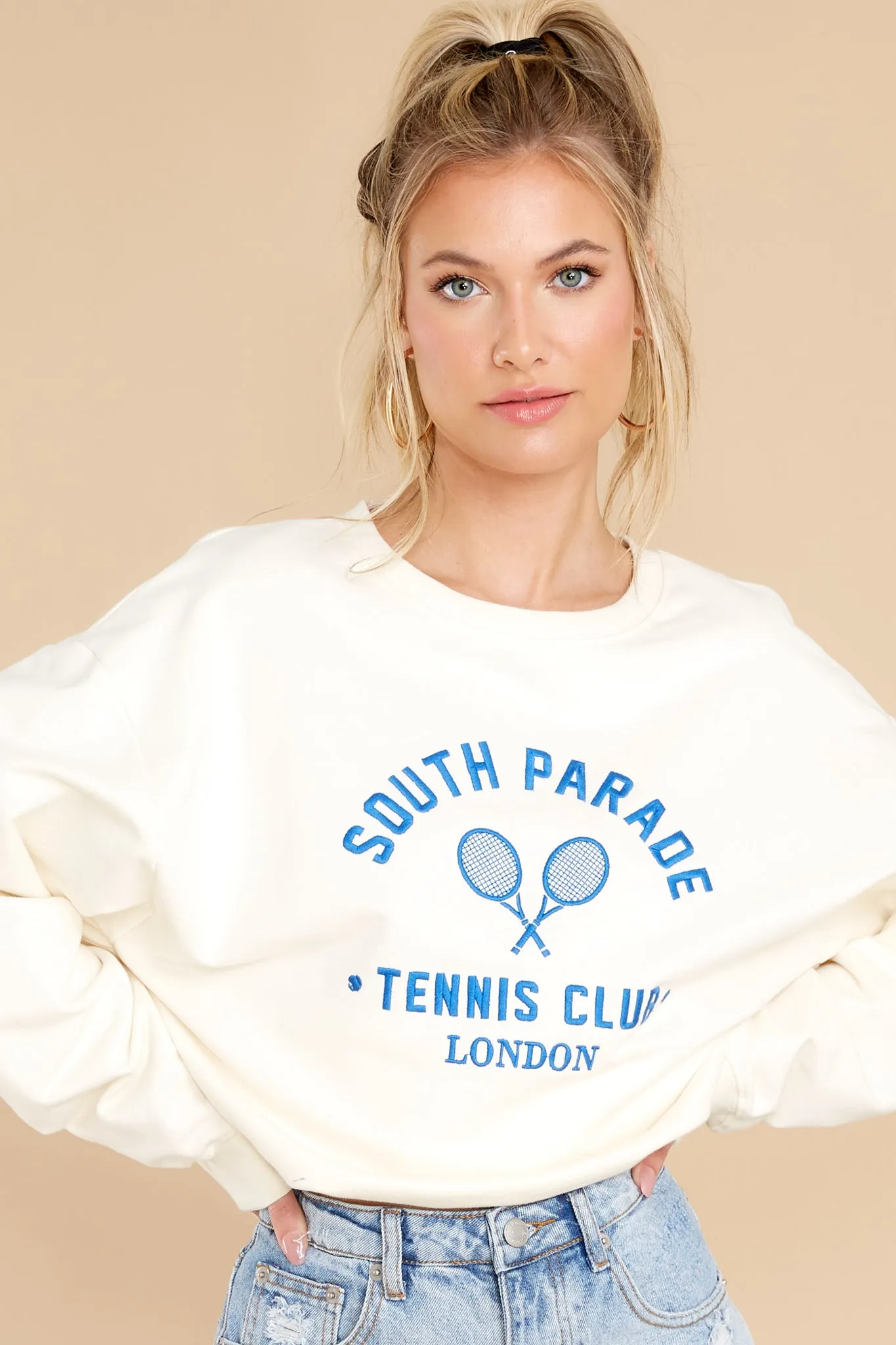 Alexa Tennis Club Off White Oversized Sweatshirt