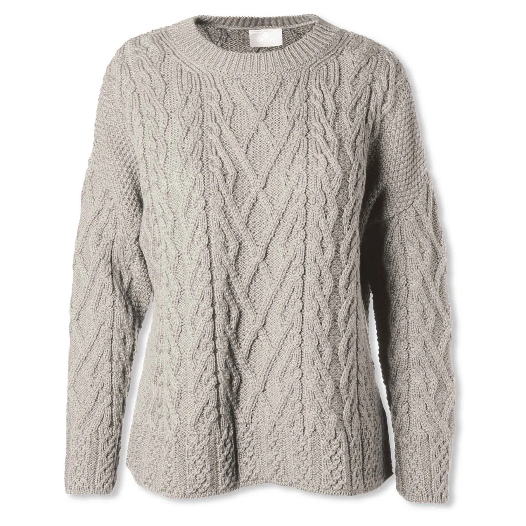 Aran Knit Vented Trellis Sweater- Oatmeal