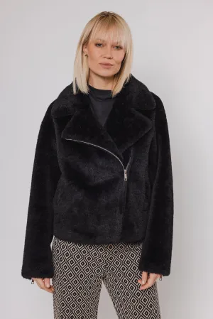 Bailo Black Faux Fur Biker