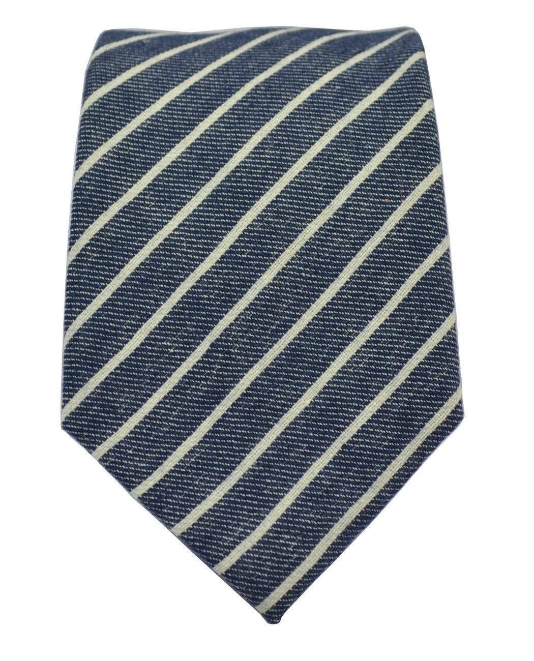 Blue Striped Linen Tie Set by Paul Malone