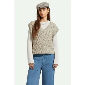 Brixton Lafayette Oversized Sweater Vest in Marled Beige