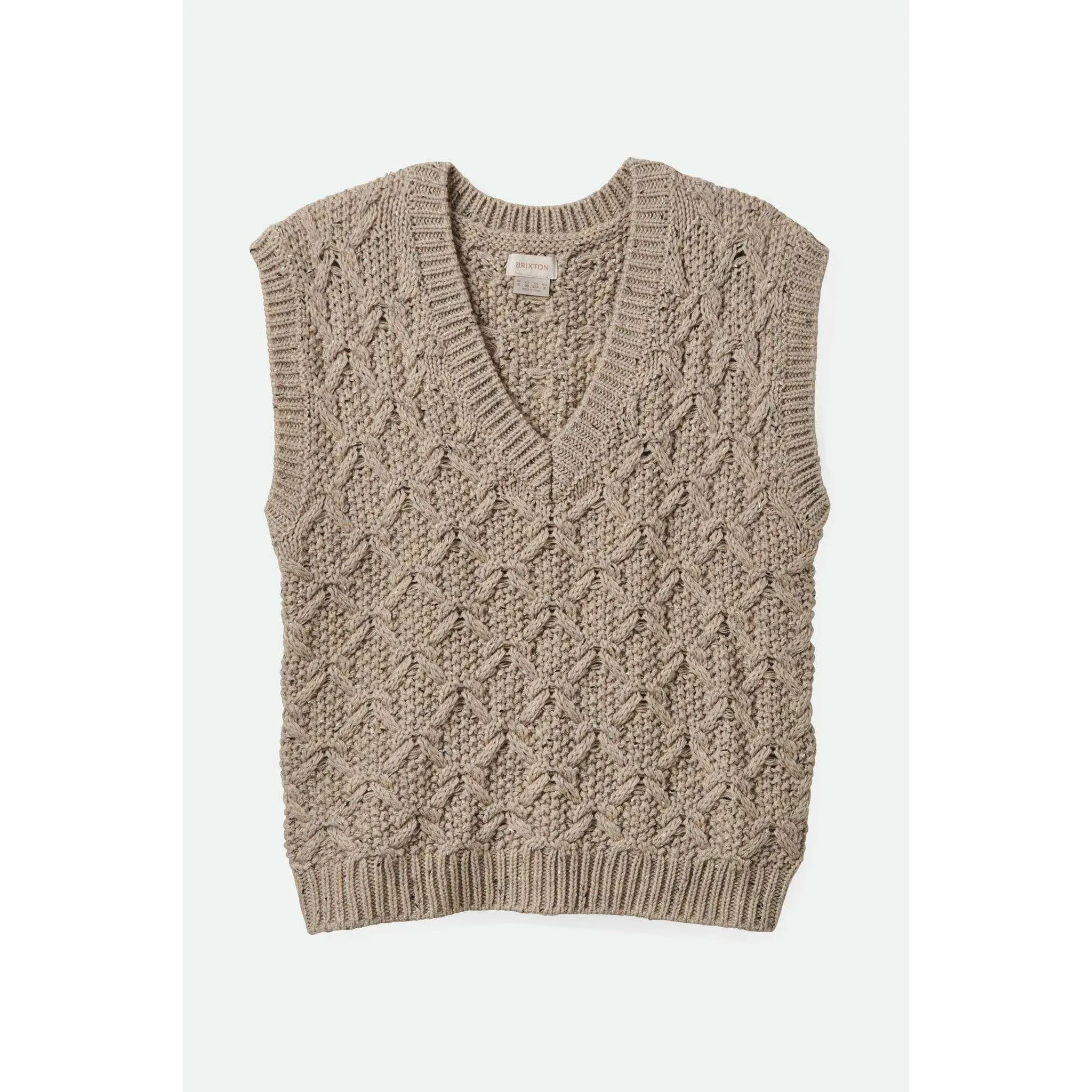 Brixton Lafayette Oversized Sweater Vest in Marled Beige