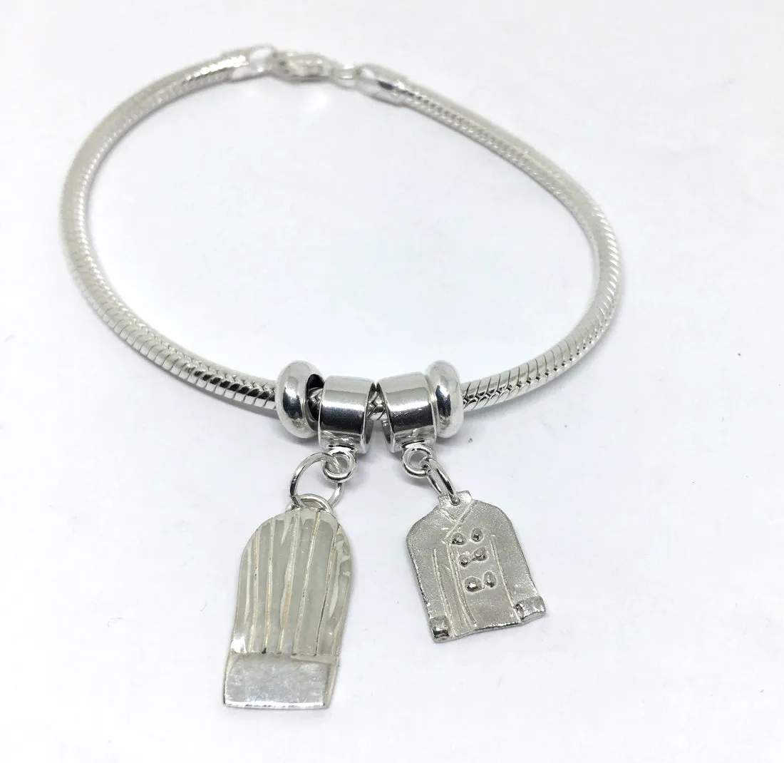 Chef Charm Bracelet with Chef Hat and Chef Coat