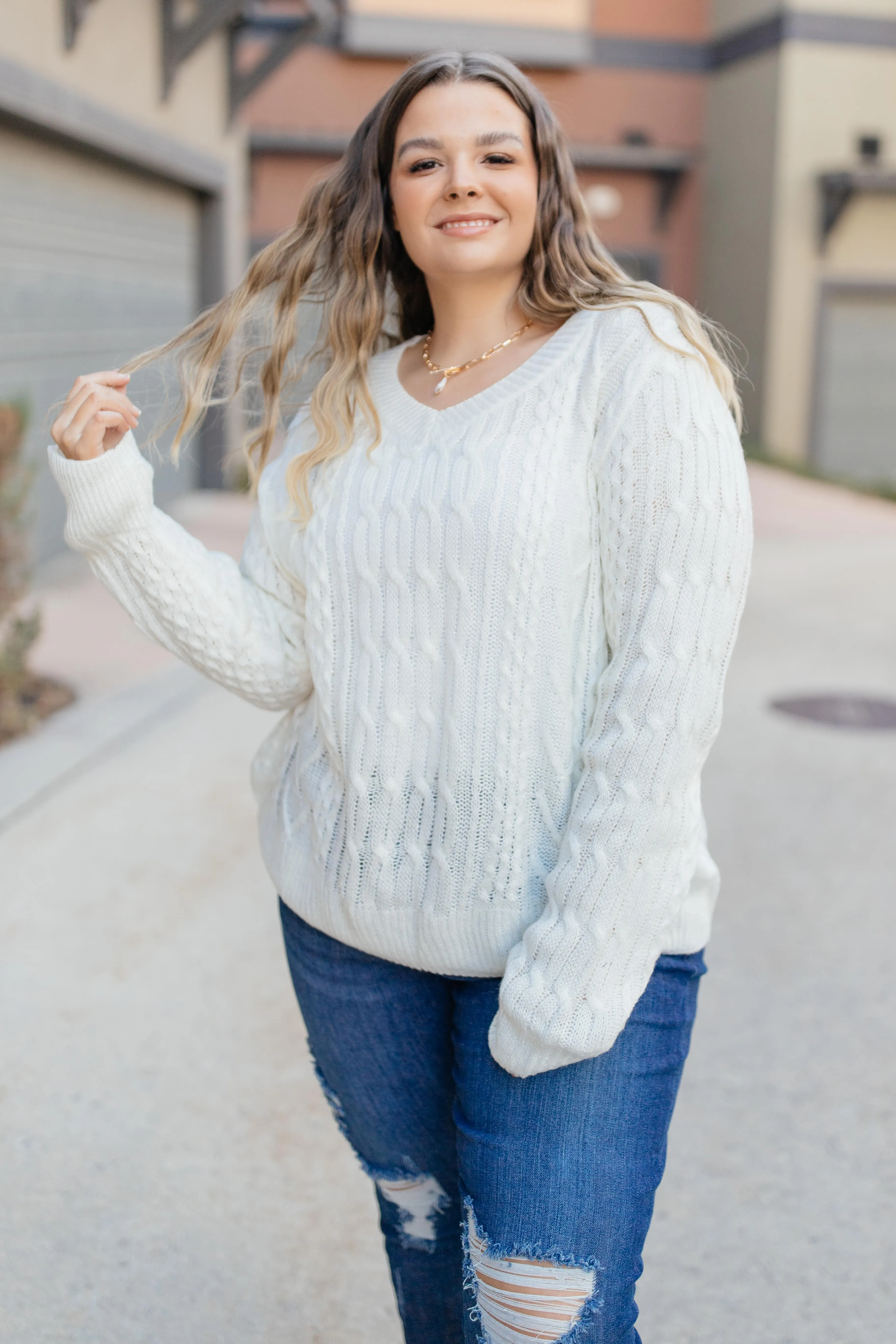 Cozy Cropped Sweater in White