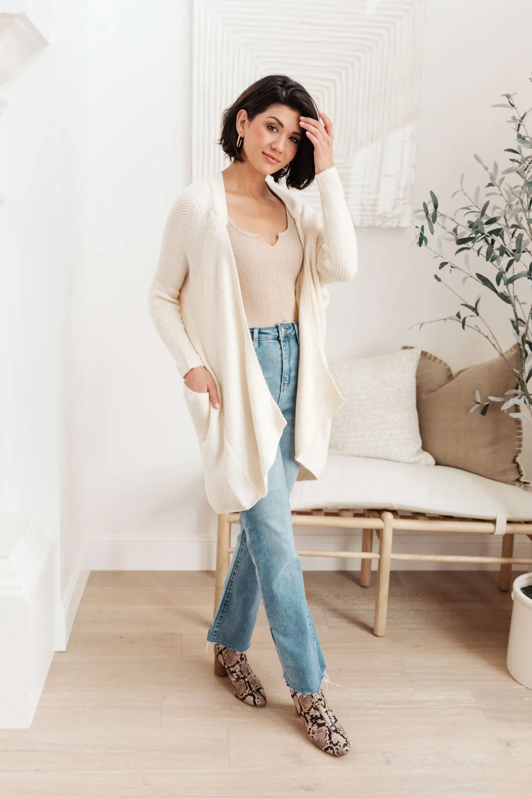 Cozy Nights Cardigan In Cream