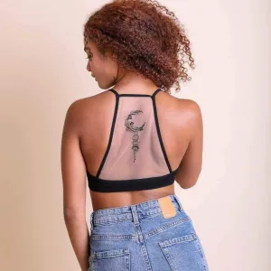 Crescent Moon Dream Catcher Tattoo Back Bralette Black