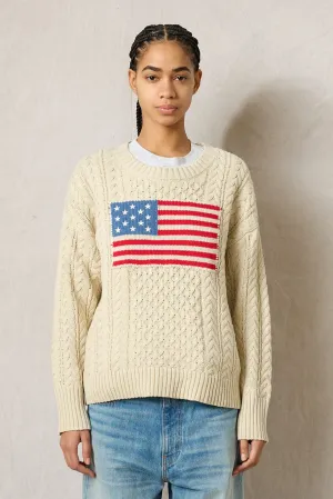 DSWWY0073876 American flag cable sweater