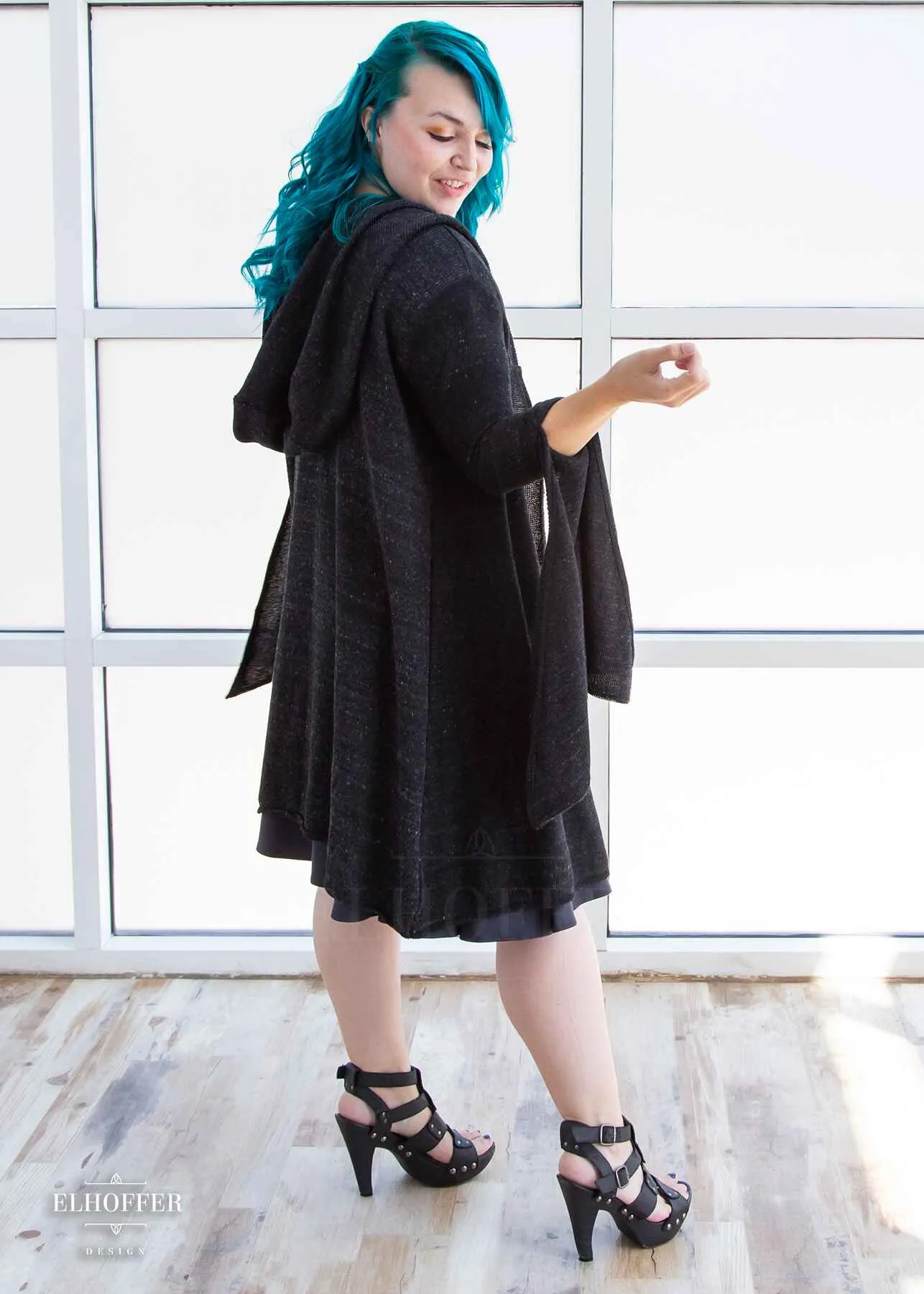 Essential Sunset Longline Cardigan - Heathered Black