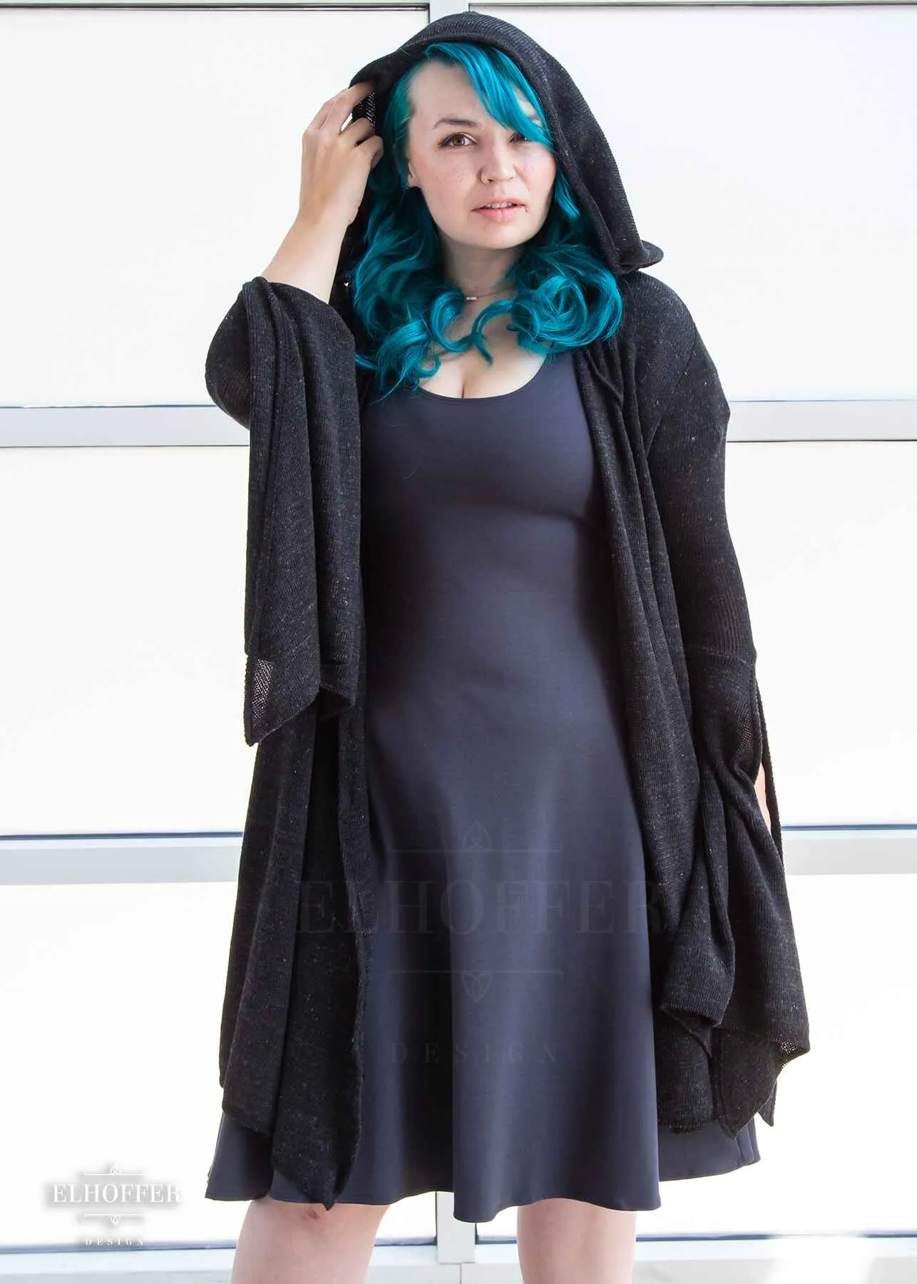 Essential Sunset Longline Cardigan - Heathered Black