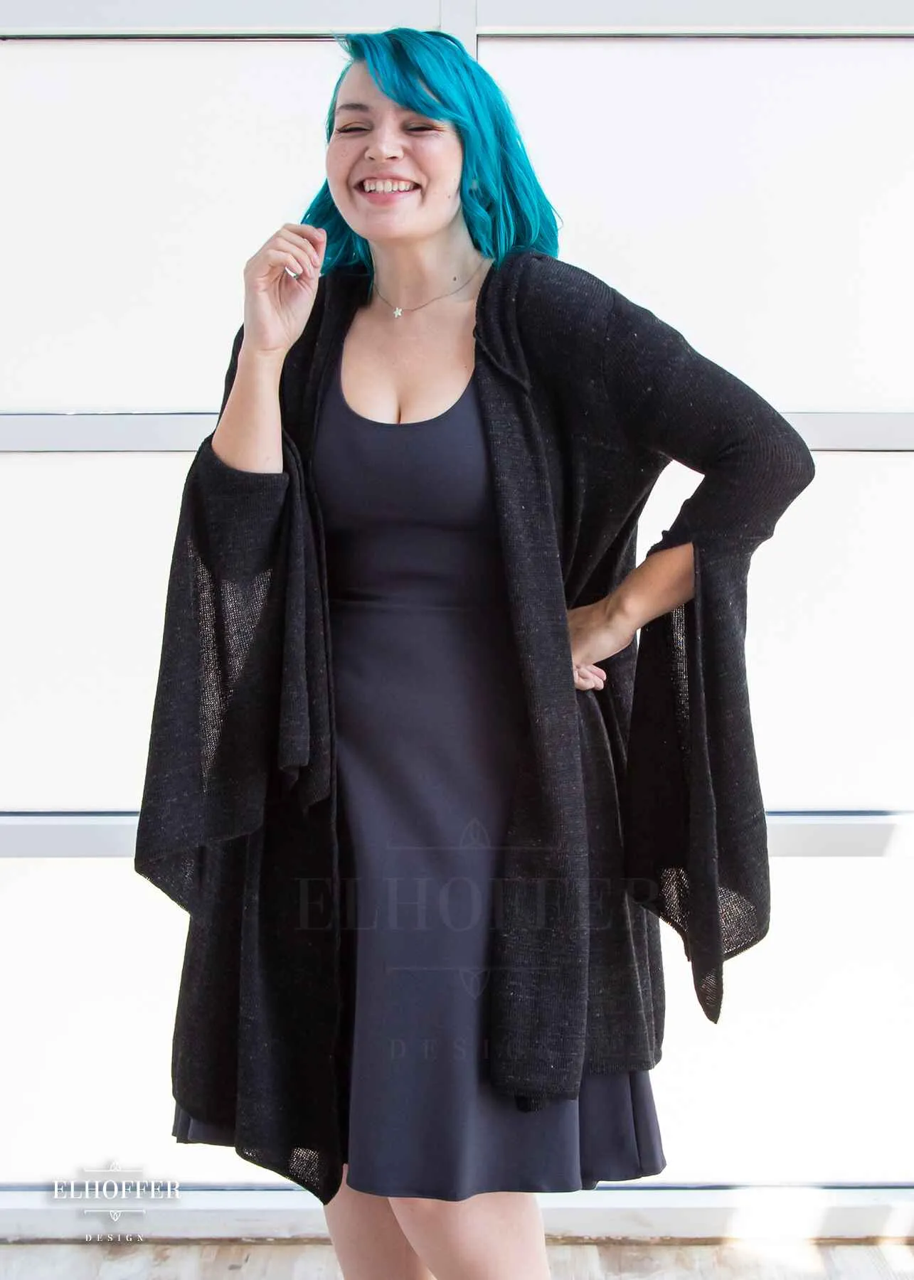 Essential Sunset Longline Cardigan - Heathered Black