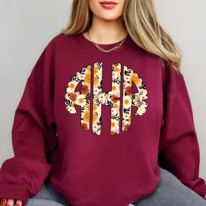 Fall Flowers Monogram Crewneck Sweatshirt