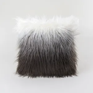 Furry Gradient Pillow Cover & Cushion / Black