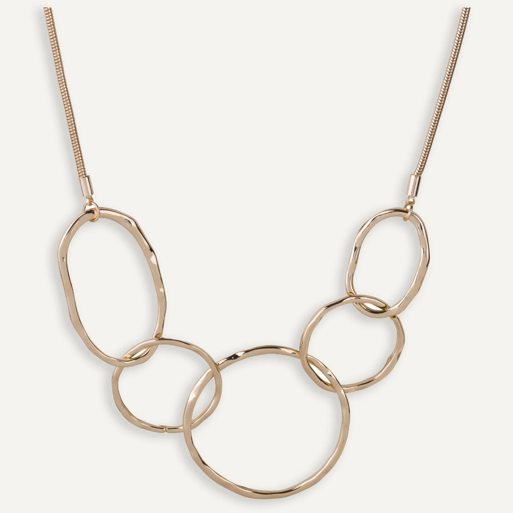 Geo Abstract Interlocking Circles Necklace In Gold-Tone