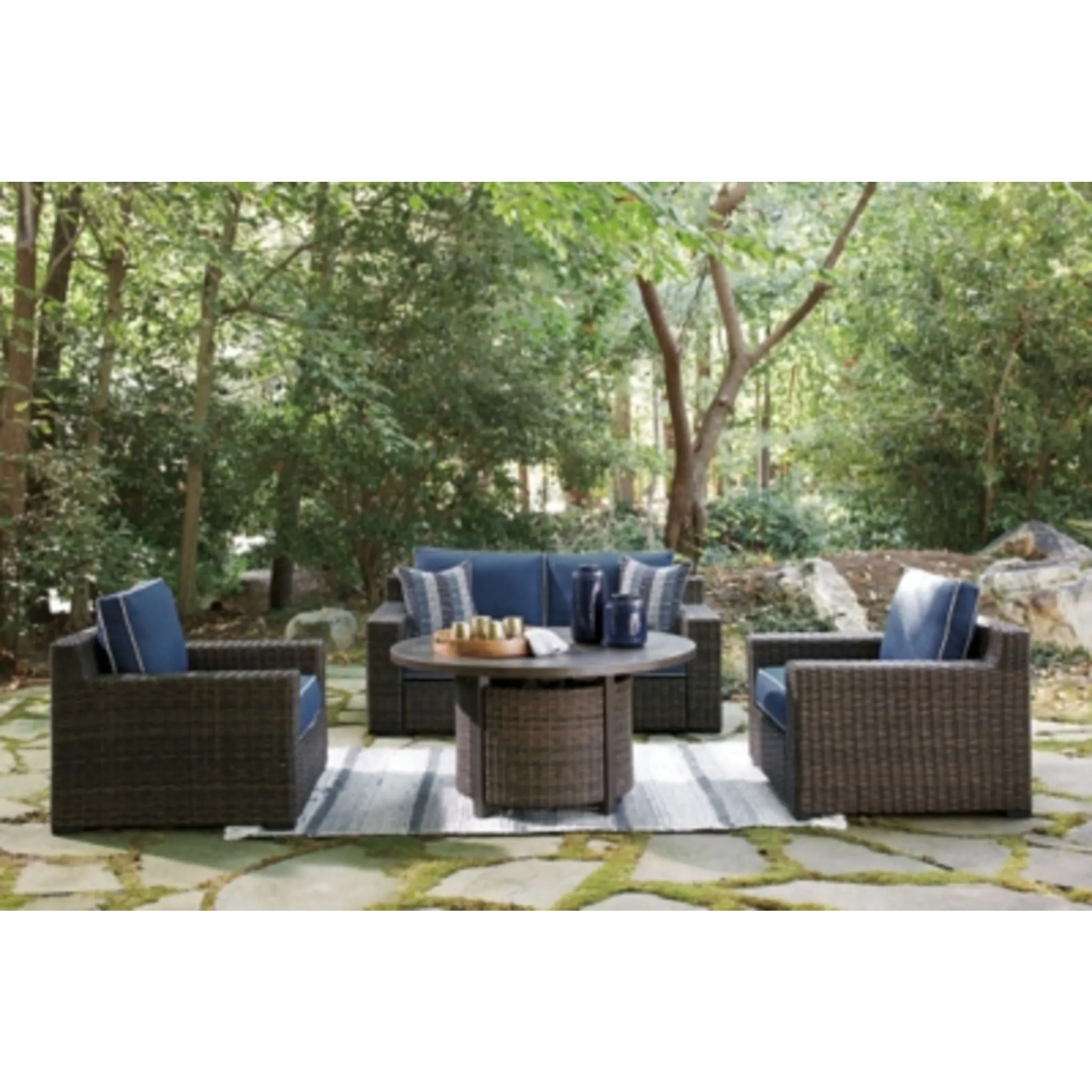 Grasson Lane 4 Piece Outdoor Fire Pit Table Chat Set