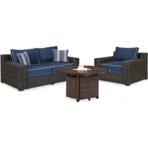 Grasson Lane 4 Piece Outdoor Fire Pit Table Chat Set