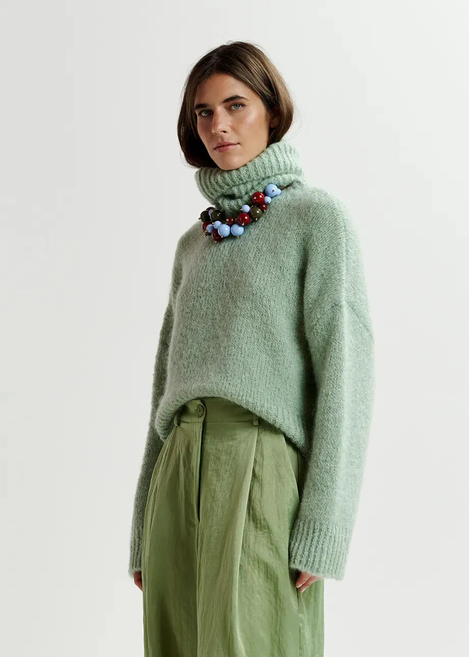 Griffin Knit Turtleneck - Light Green