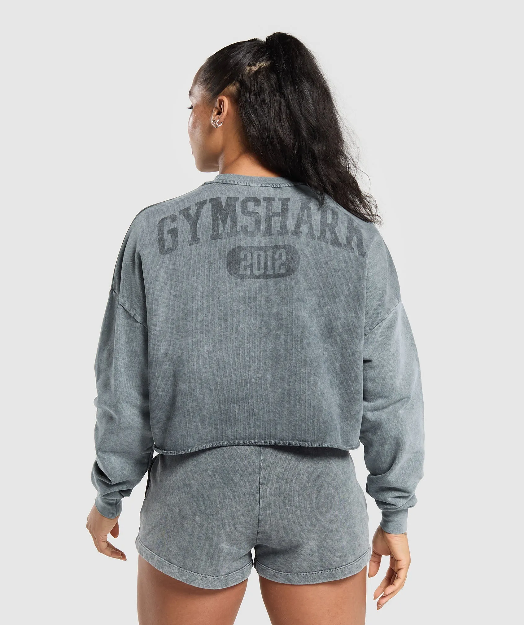 Gymshark Collegiate Shadow Washed Midi Sweatshirt - Asphalt Grey