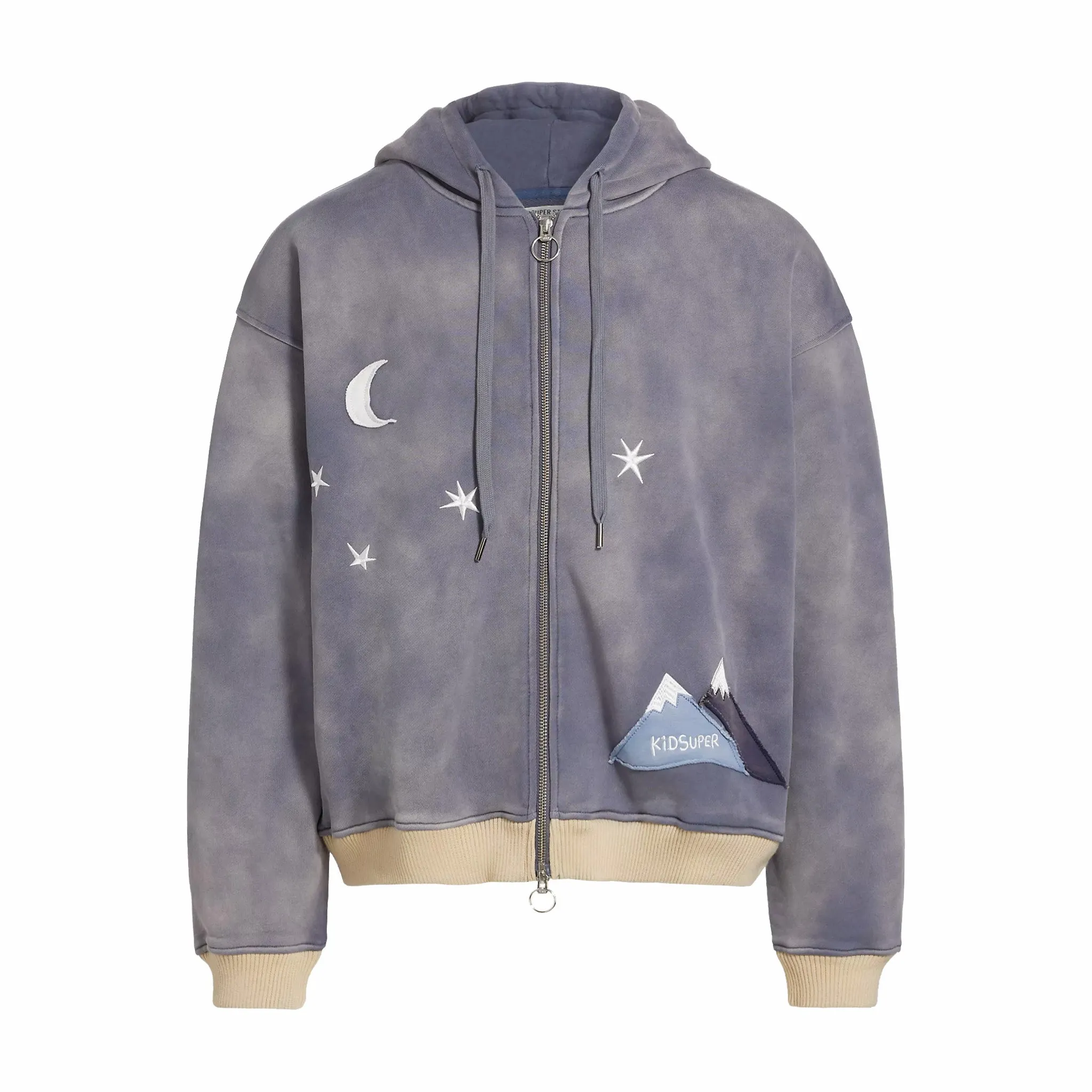 KidSuper Studios Moon Heavyweight Zip Up Hoodie (Grey)