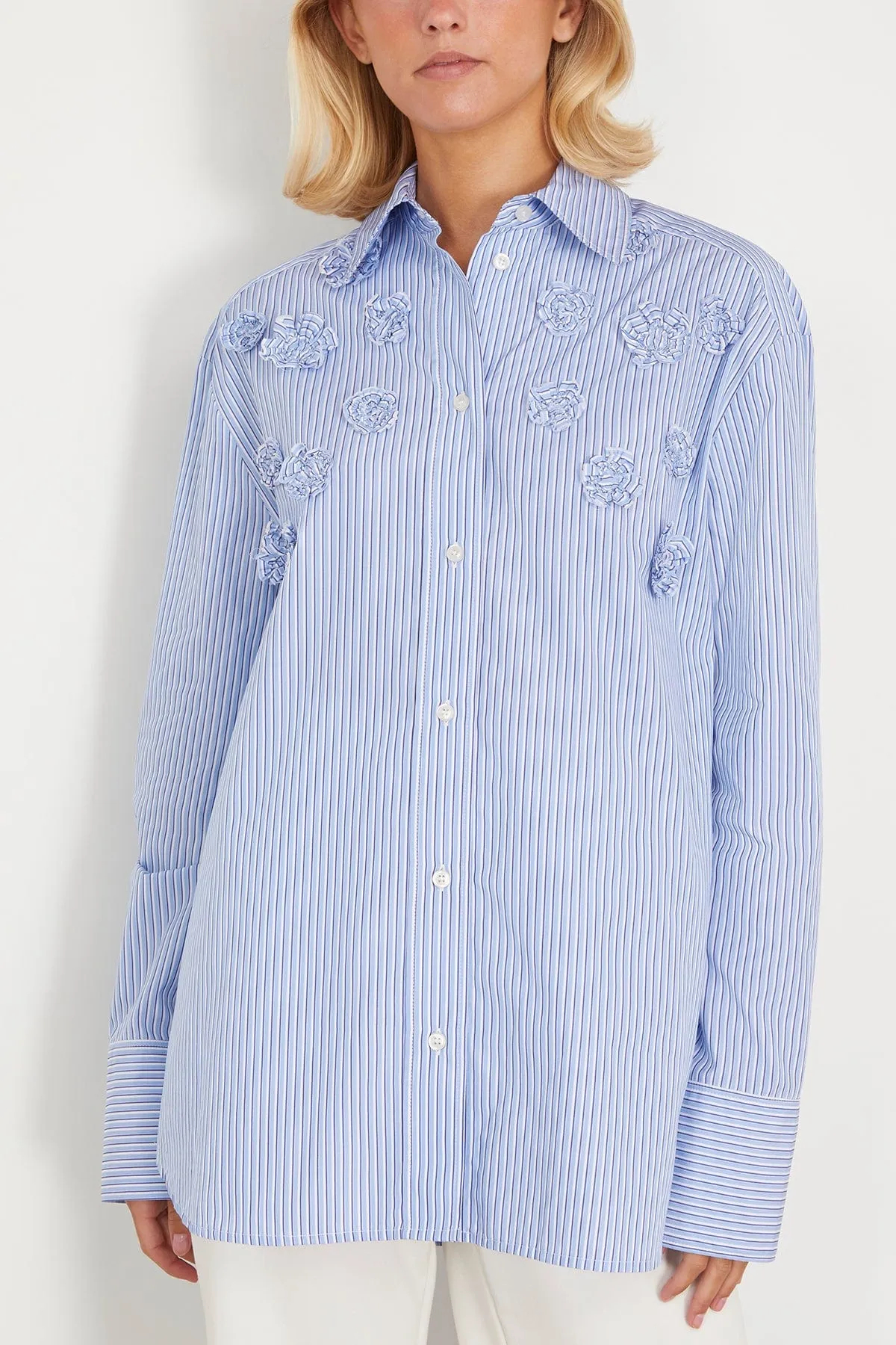 Lyn Long Sleeve Top in Pale Blue/Blue