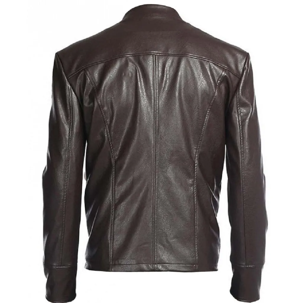 Men Swiss Brown Designer Leather Jacket