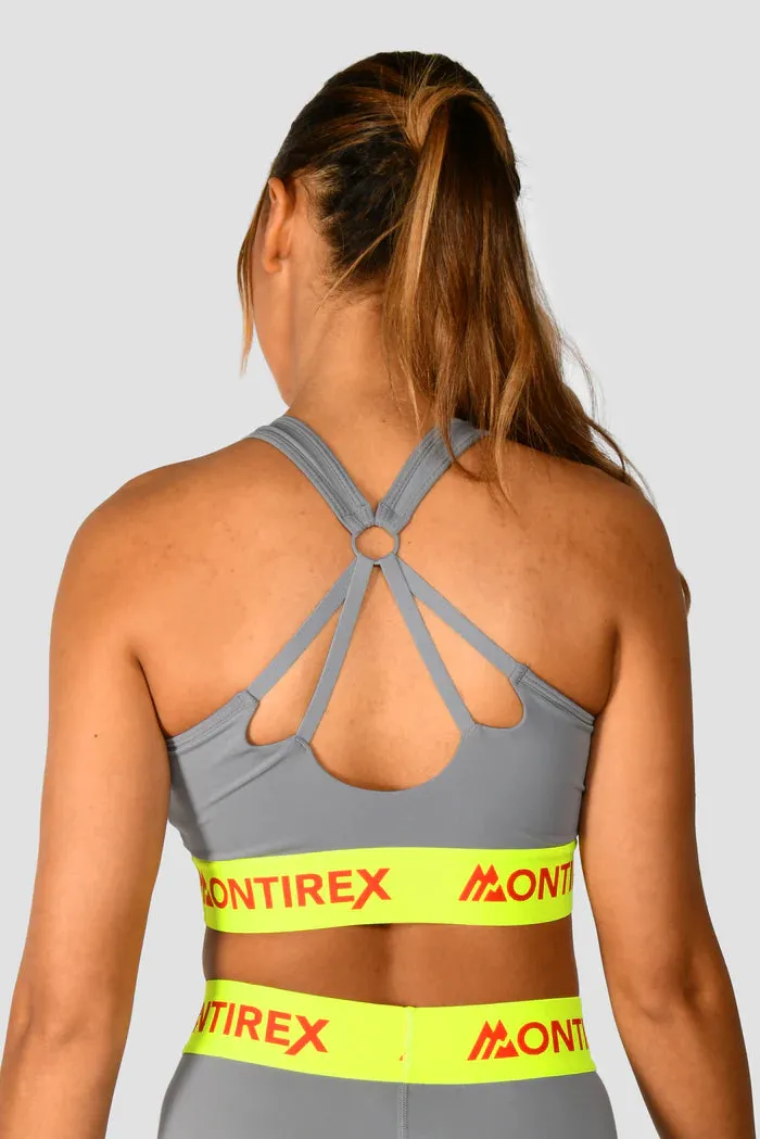 Montirex Women's Icon Contrast Sports Bra - Grey / Neon