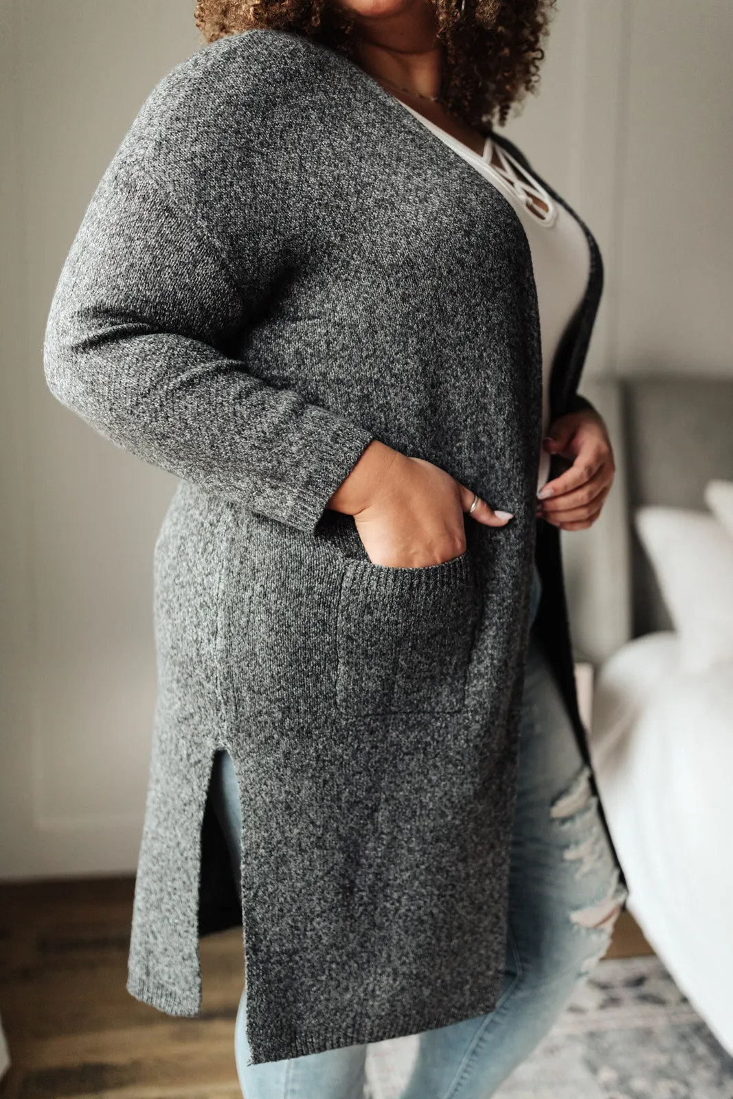 One Of The Girls Cardi In Charcoal