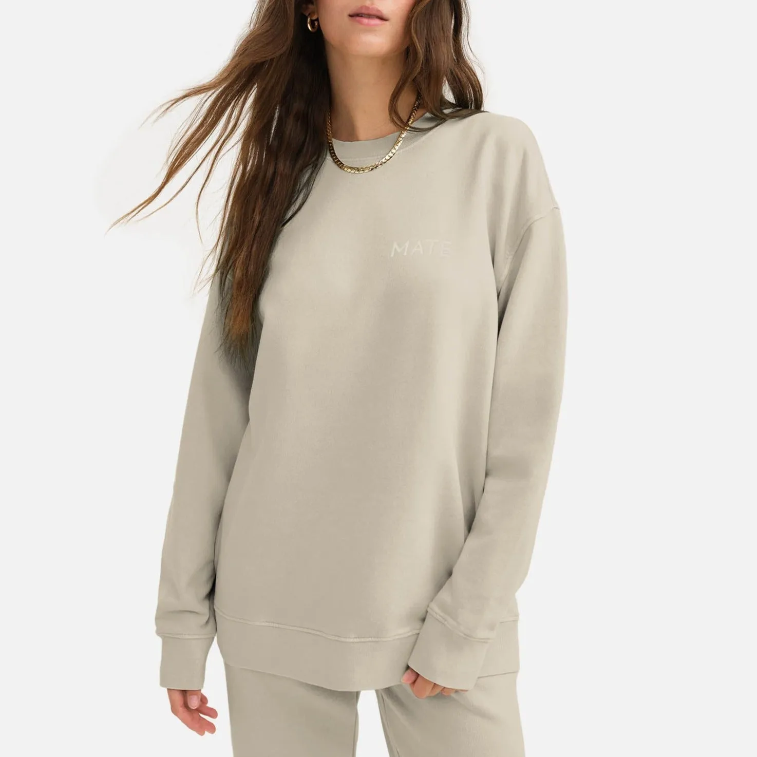 Organic Fleece Embroidered Oversized Sweatshirt