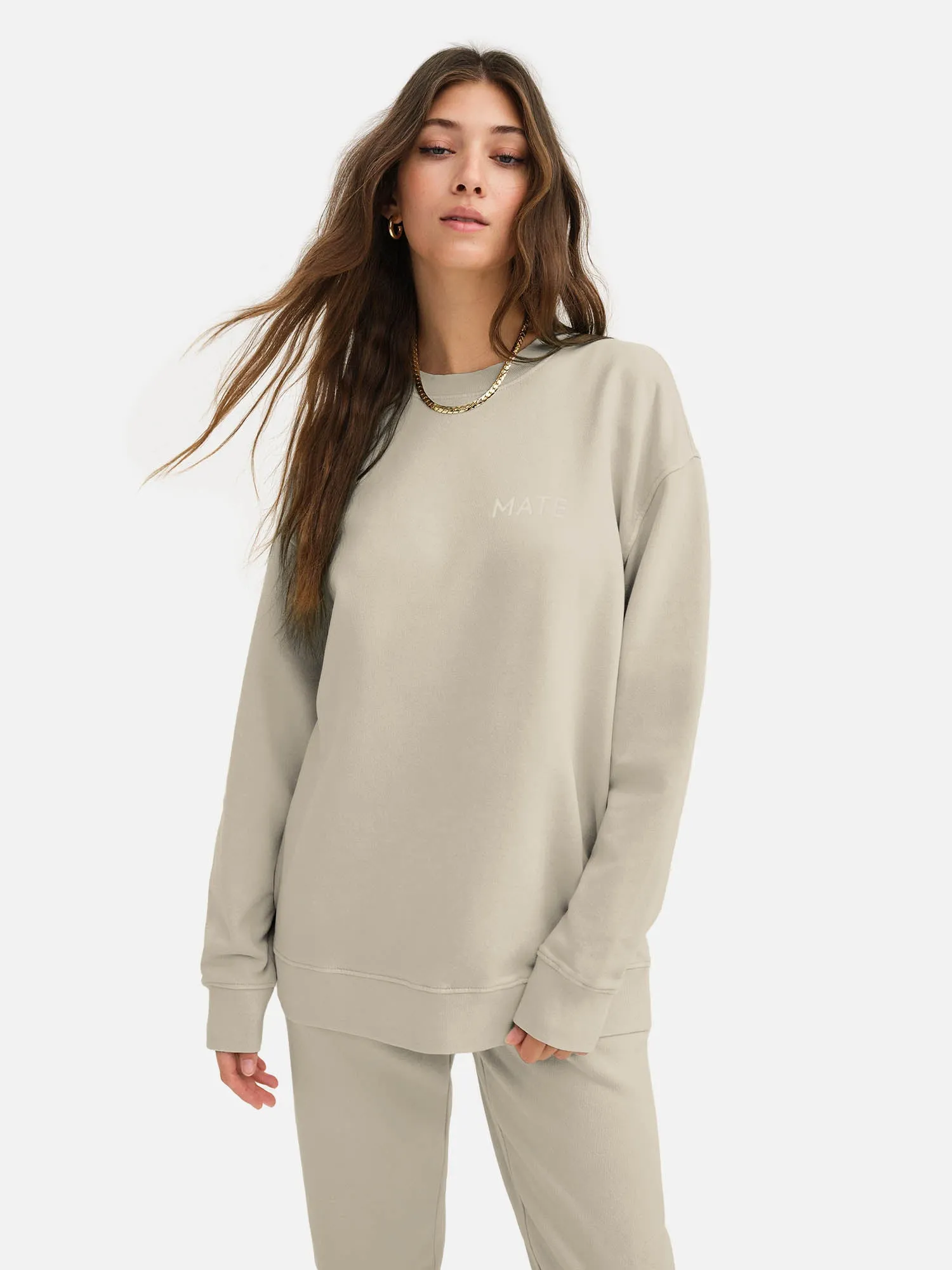 Organic Fleece Embroidered Oversized Sweatshirt