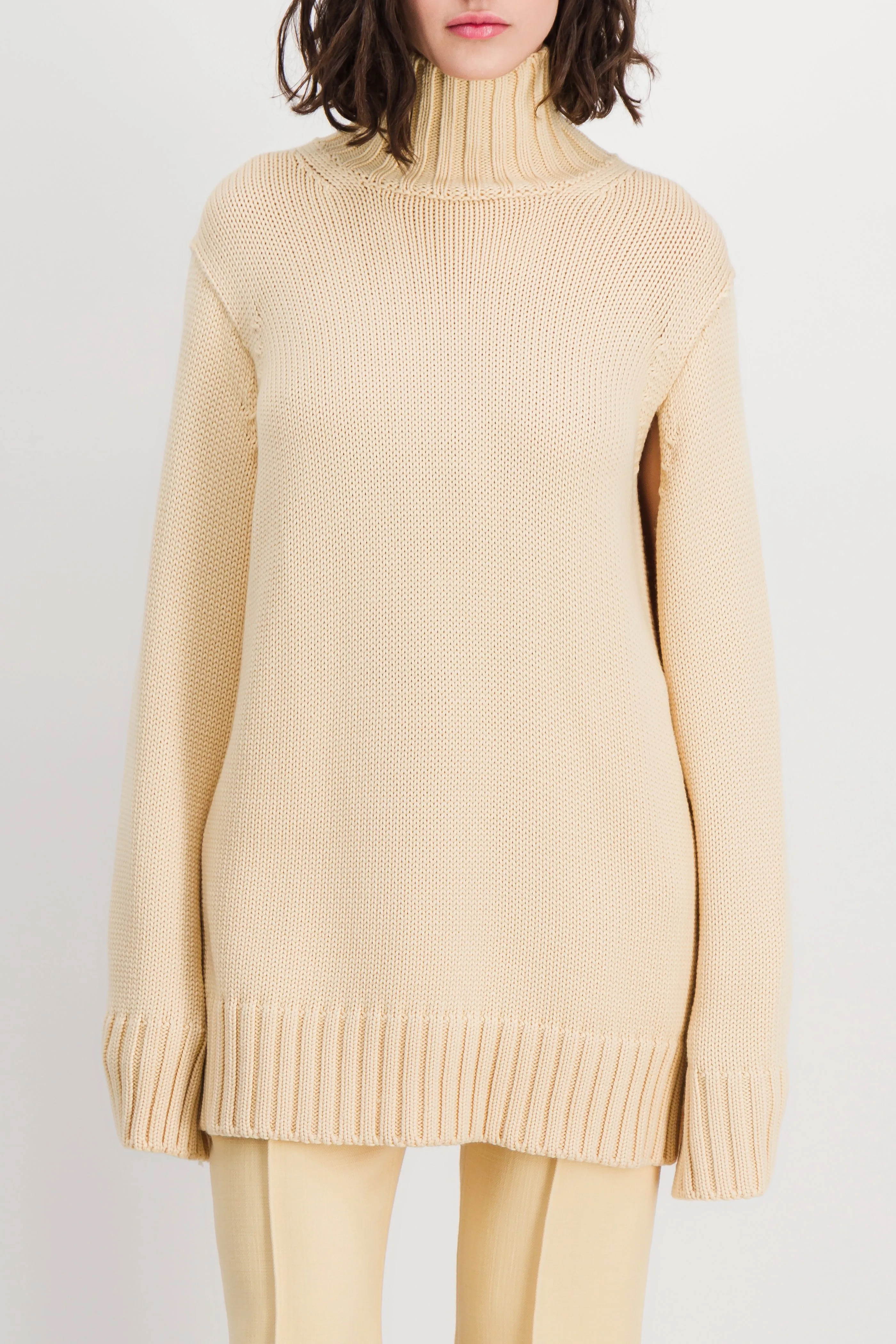 Oversized cape turtleneck merino sweater