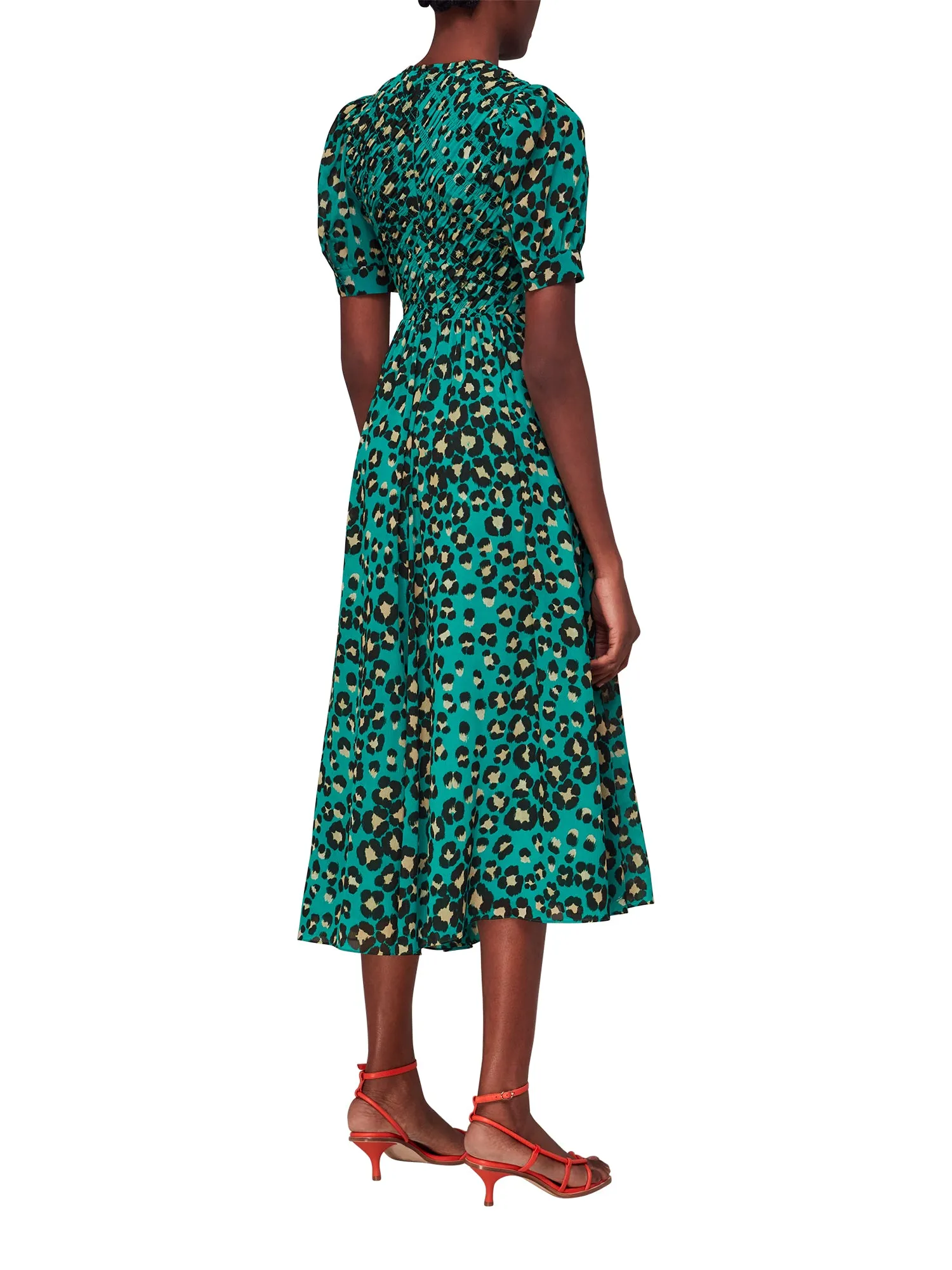 Painted Leopard Shirred Dress