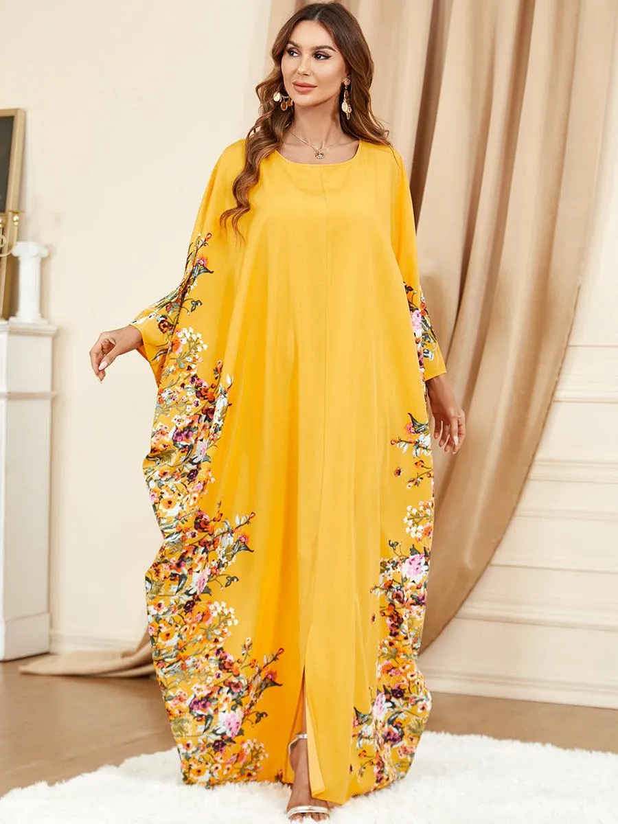 Plus Size Urban Yellow Bat Sleeve outfit for Middle Eastern Muslim Women