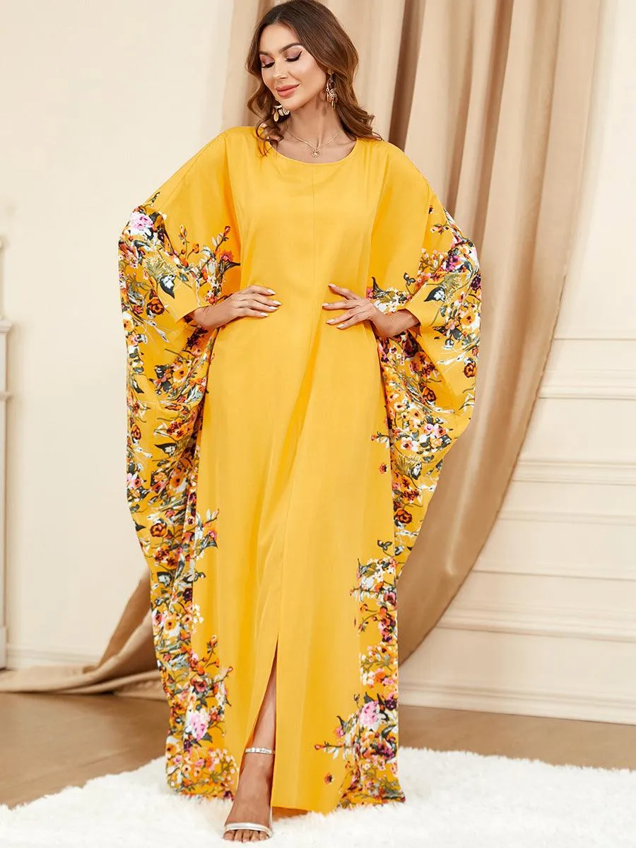 Plus Size Urban Yellow Bat Sleeve outfit for Middle Eastern Muslim Women