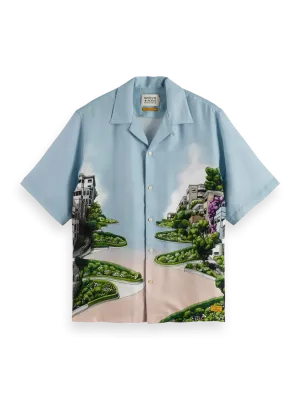 Relaxed-Fit Printed Tencel Shirt (Blue) - 178740WI24420