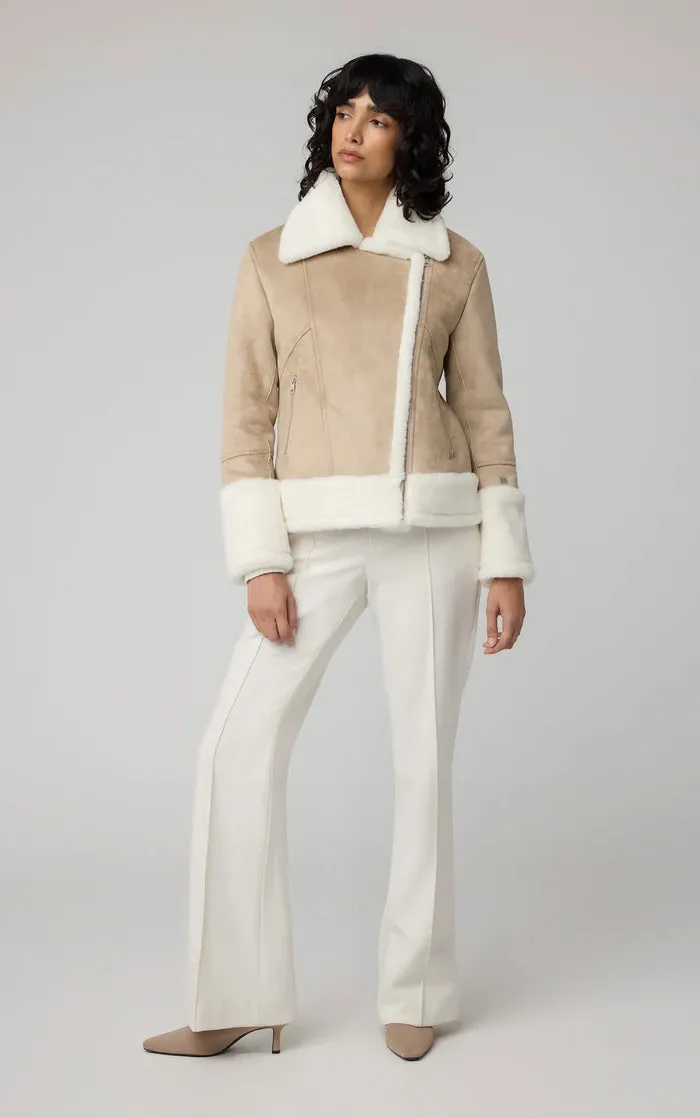 SOIA&KYO PHOEBE - Relaxed-Fit Luxe Faux Sherpa Biker Jacket