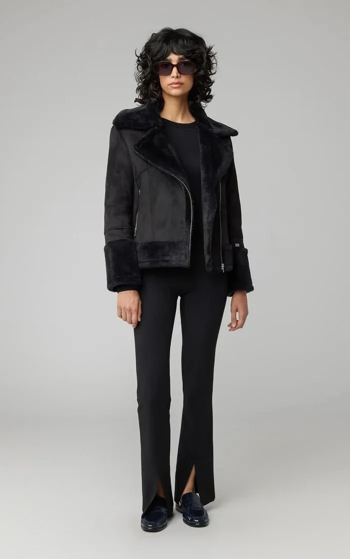 SOIA&KYO PHOEBE - Relaxed-Fit Luxe Faux Sherpa Biker Jacket