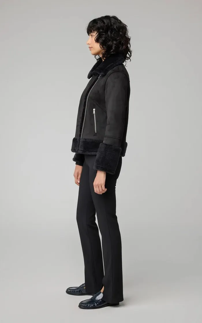 SOIA&KYO PHOEBE - Relaxed-Fit Luxe Faux Sherpa Biker Jacket