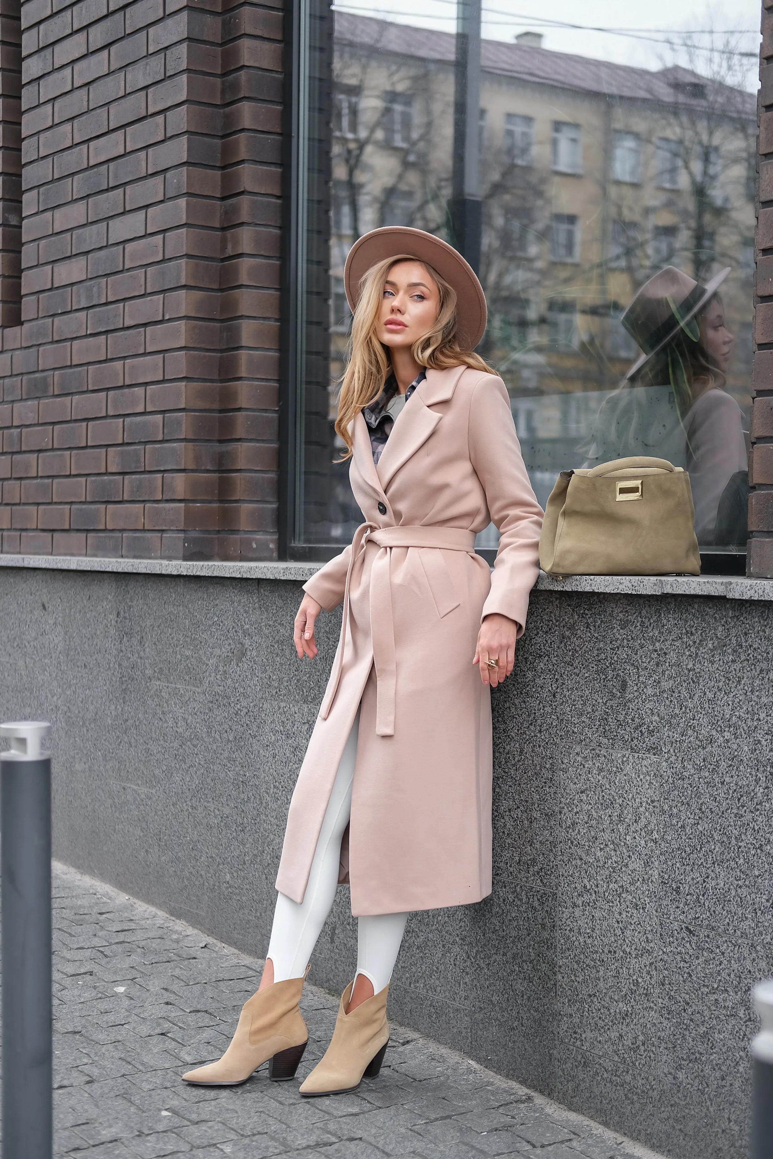 Taylor Classic Wraparound Wool Blend Overcoat in Crème