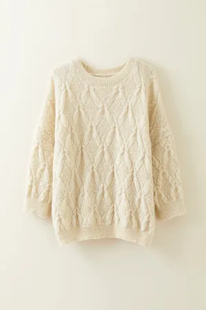 The Piel British Wool Cable Sweater in Undyed - Ecru