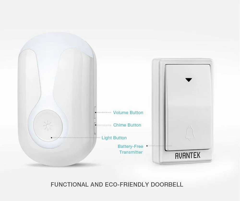 Wireless Doorbell - 36 Melodies, 200m. Range, Waterproof