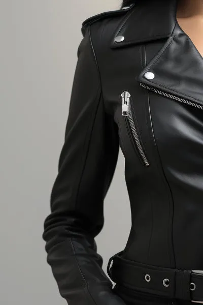 Women Paula Black Biker Leather Jacket