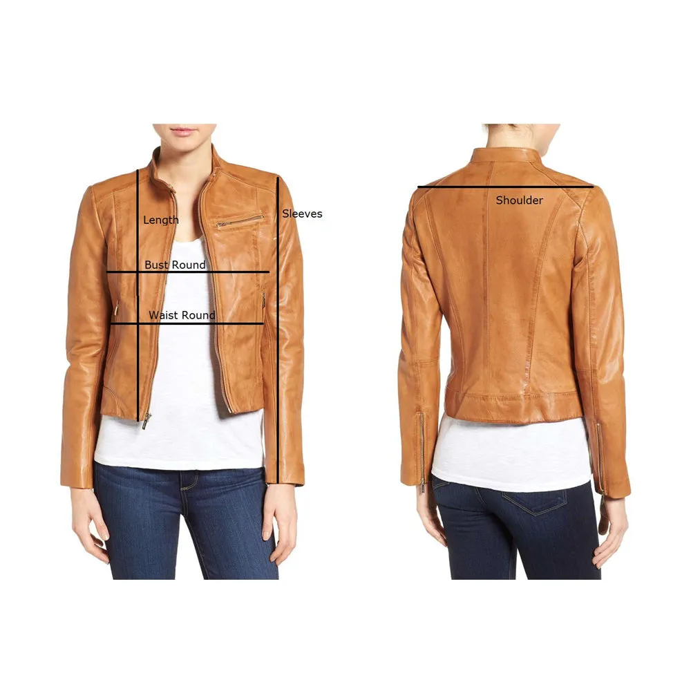 Women Red Waxed Leather Jacket