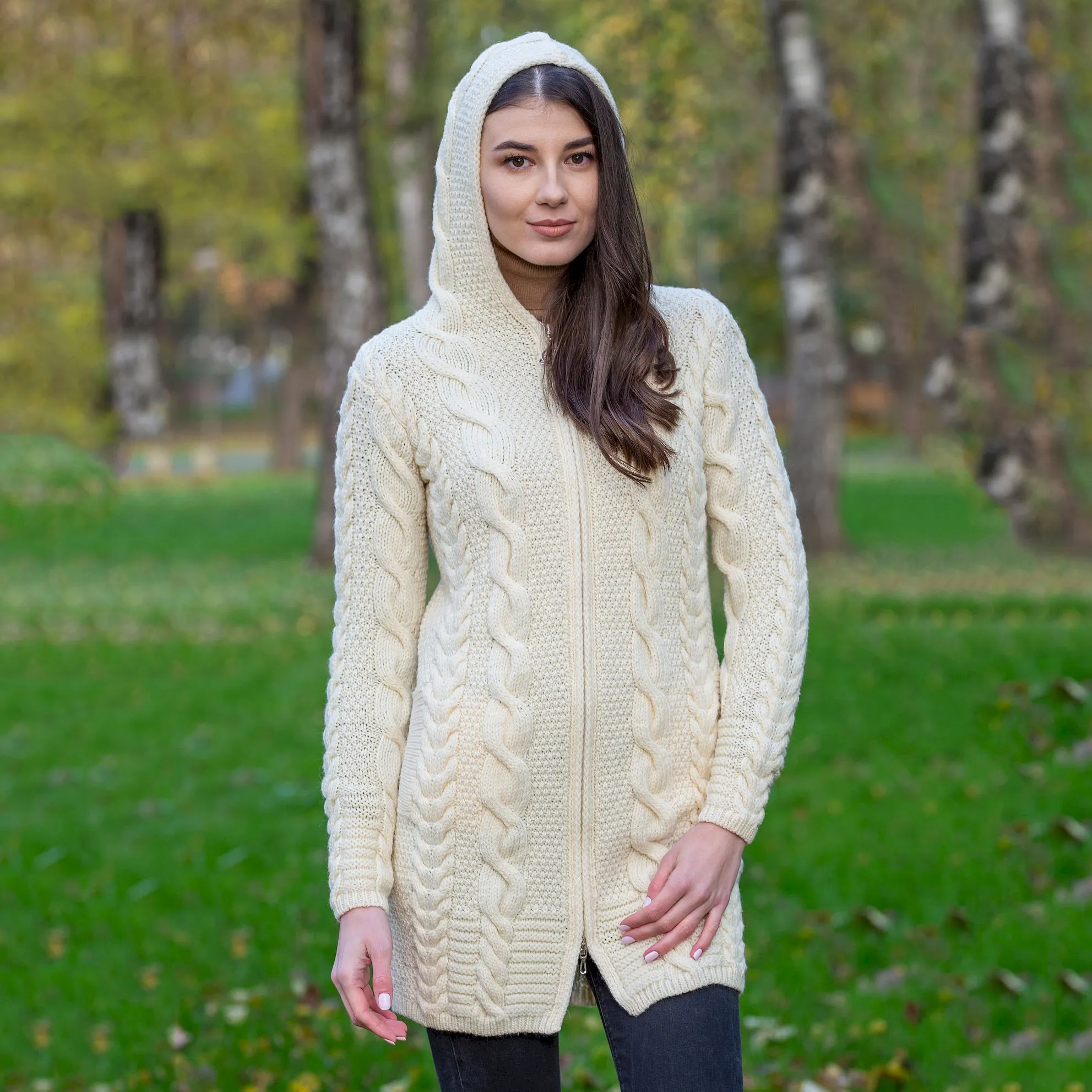 Women's Zipper Irish Cardigan with Hood