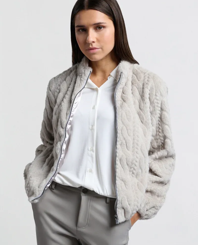 Yaya Medium Grey Short Faux Fur Coat